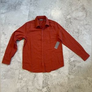 NWT GEOFFREY BEENE shirt men’s small button down long sleeve dark orange collar